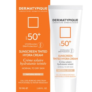 ضد آفتاب فلوئیدی درماتیپیک پوست خشک مدل هیدرا SPF50 رنگی